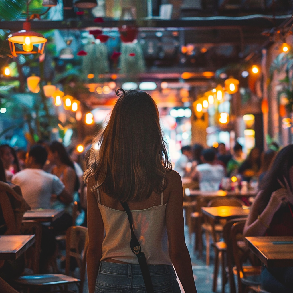 La jeune fille qui entre dans un restaurant | Source : Midjourney