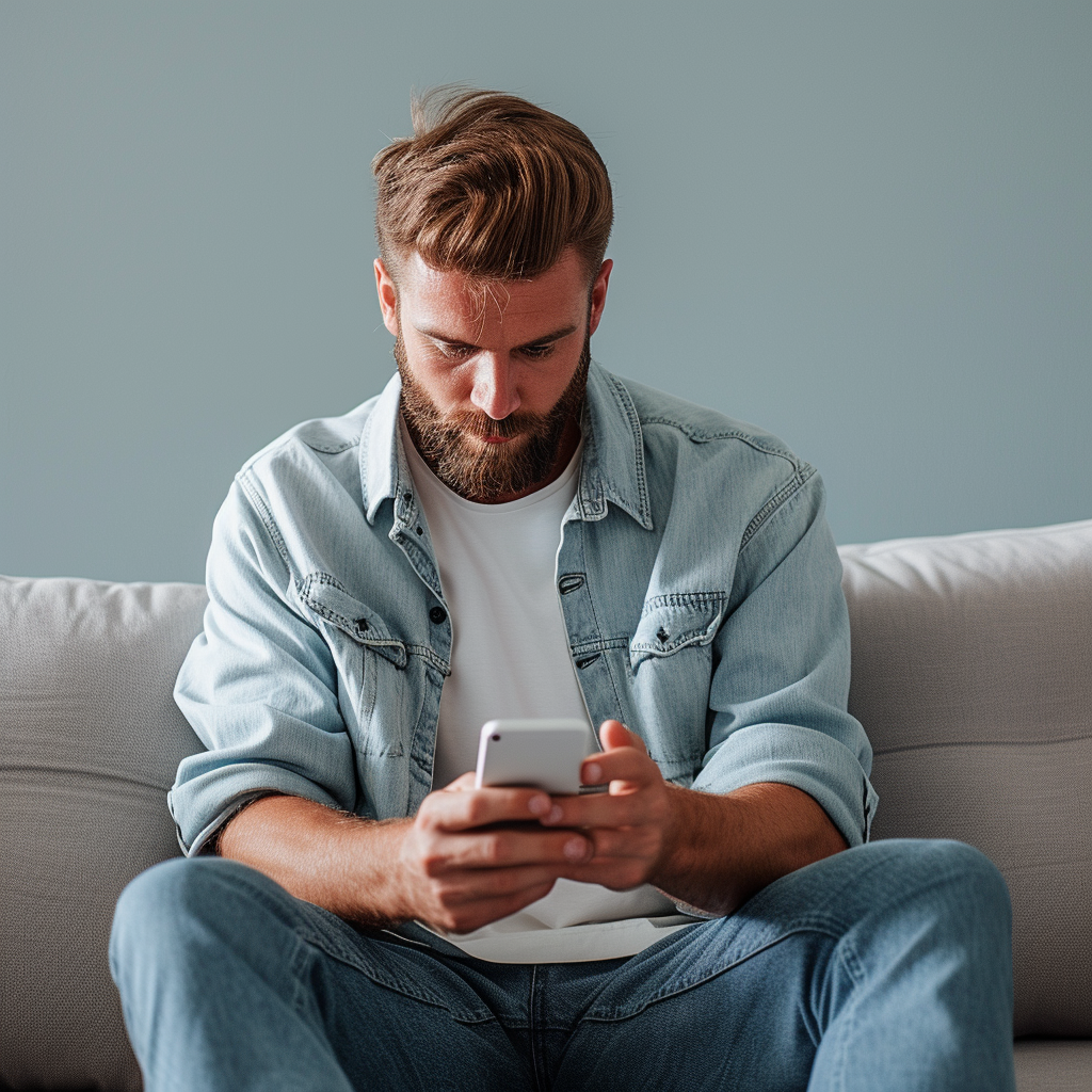 Un homme utilisant son téléphone | Source : Midjourney