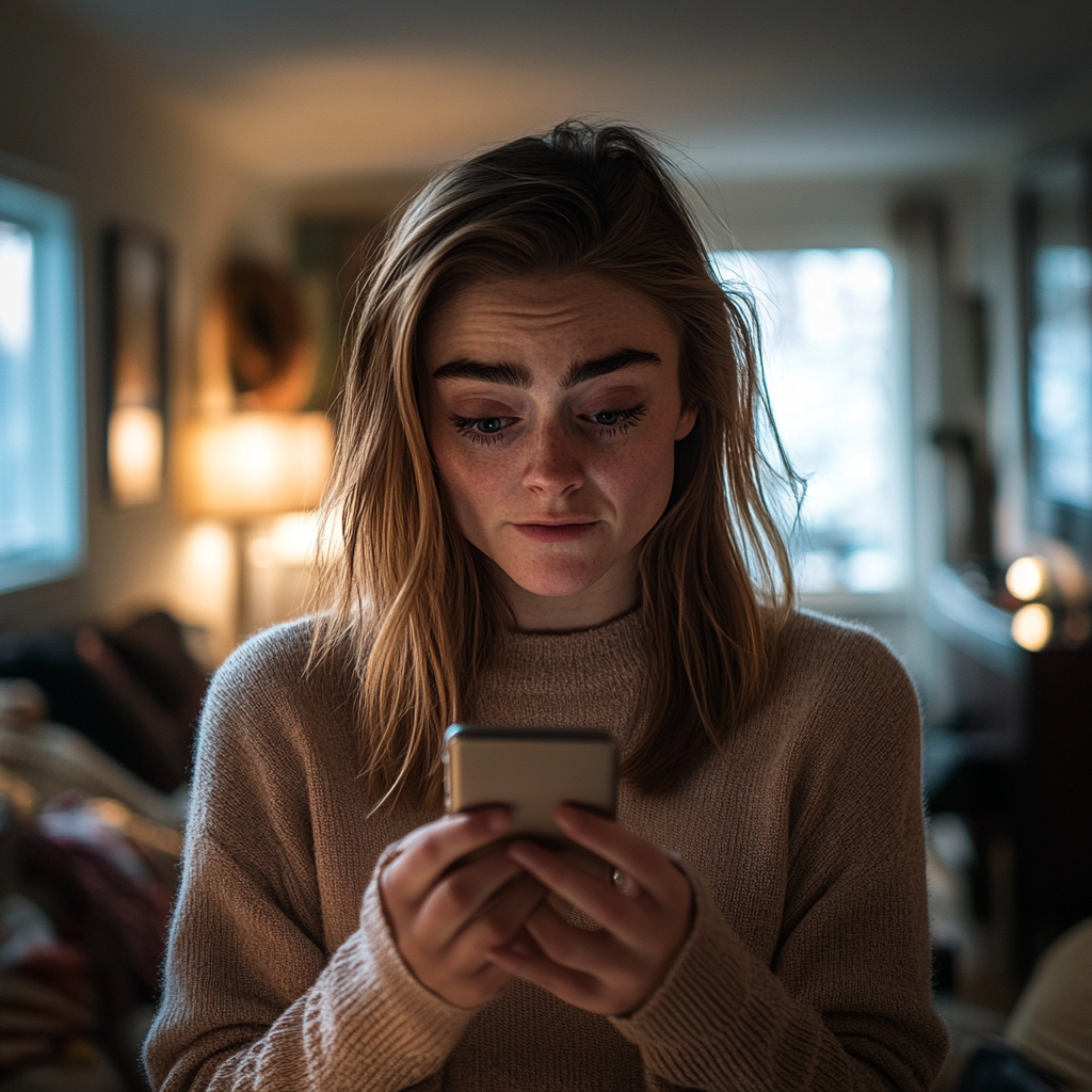 Une femme utilisant son téléphone | Source : Midjourney