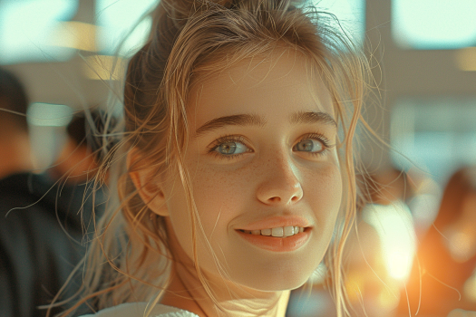 Une fille dans la cafétéria de l'école | Source : Midjourney