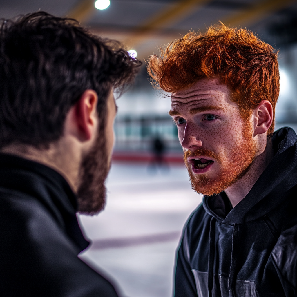 Un homme agressif sur une patinoire | Source : Midjourney