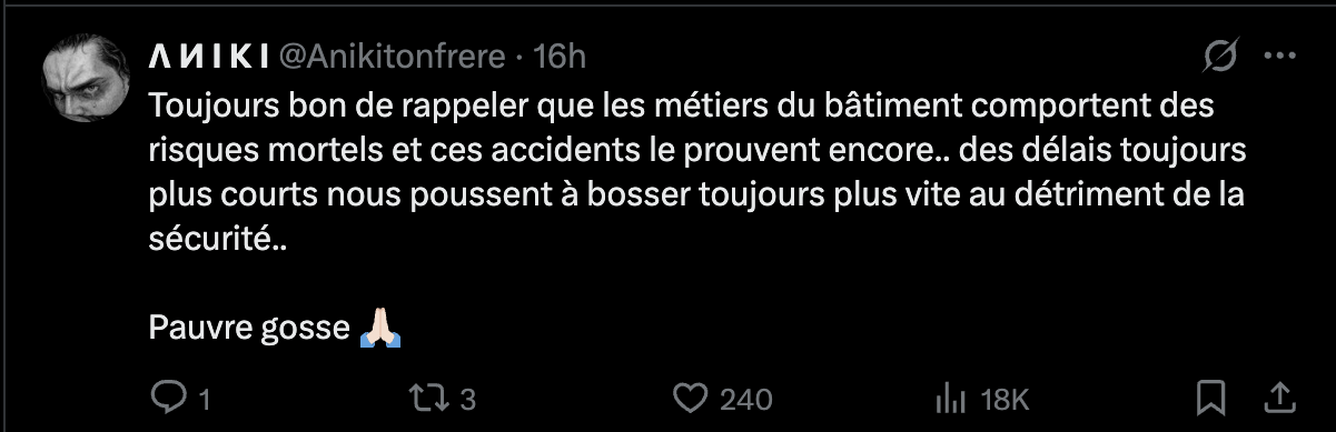 Commentaire d'un internaute concernant le décès de Lorenzo | Source : X