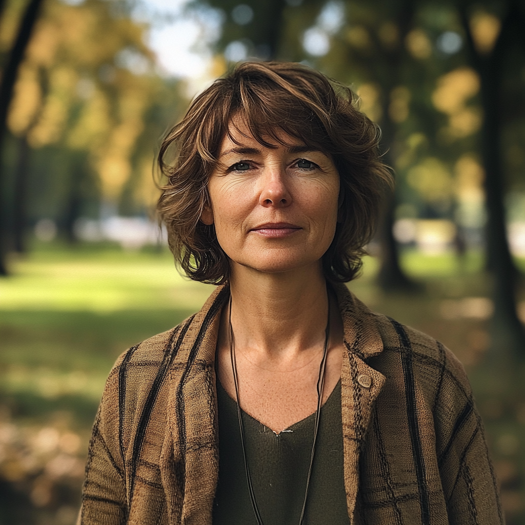 Une femme debout dans un parc | Source : Midjourney