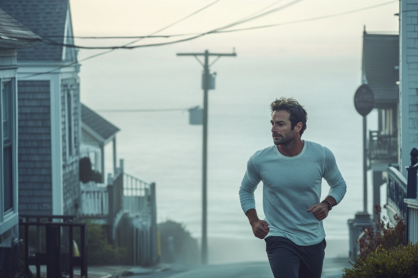 A man jogs on a street | Source: Midjourney