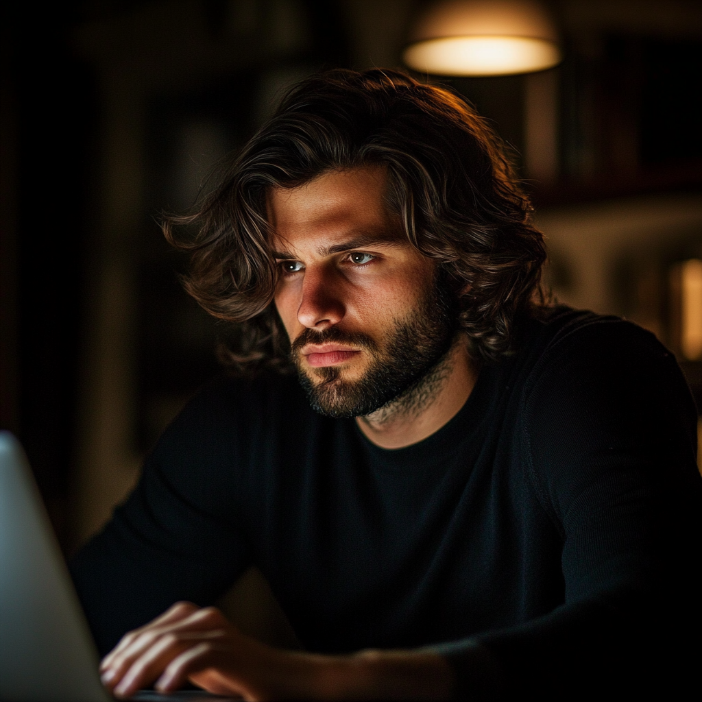Un homme utilisant son ordinateur portable | Source : Midjourney