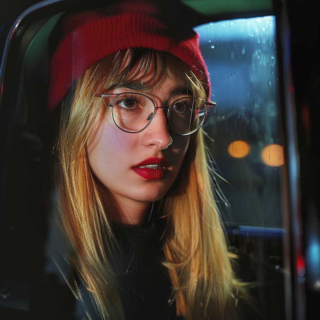 Une femme assise dans un taxi | Source : Midjourney