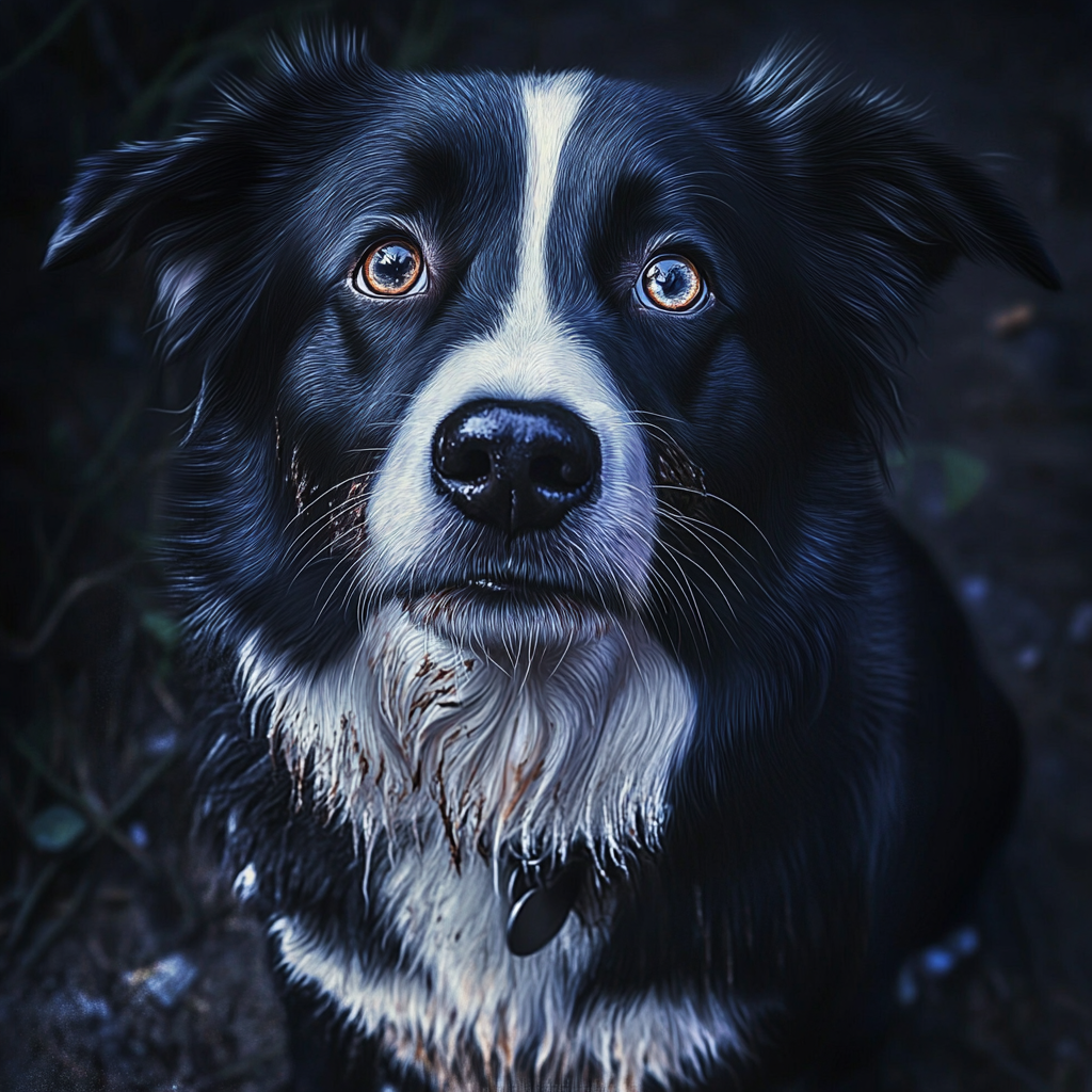 Un chien dans les bois qui regarde quelqu'un | Source : Midjourney