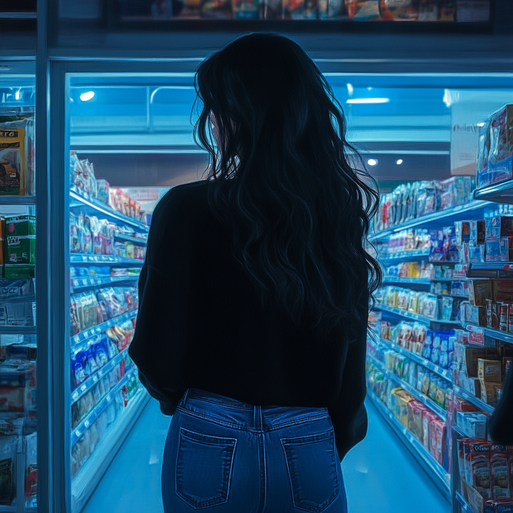 A woman in a grocery store | Source: Midjourney