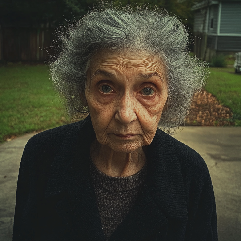 Une vieille femme debout à l'extérieur | Source : Midjourney