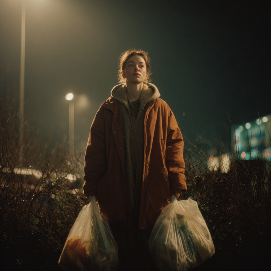 Une femme tenant des sacs d'épicerie | Source : Midjourney