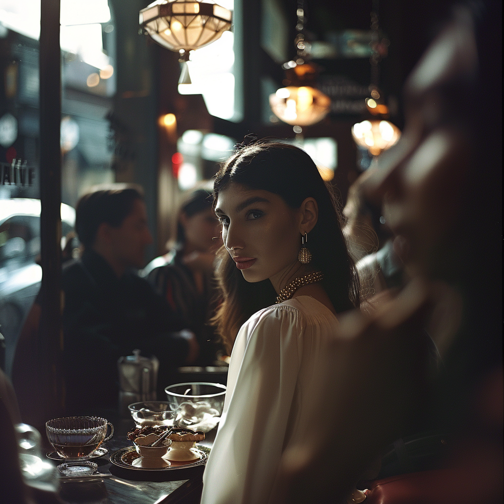 Une femme dans un restaurant | Source : Midjourney