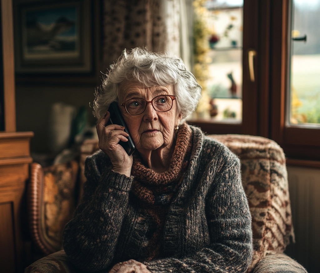 Femme âgée parlant au téléphone | Source : Midjourney