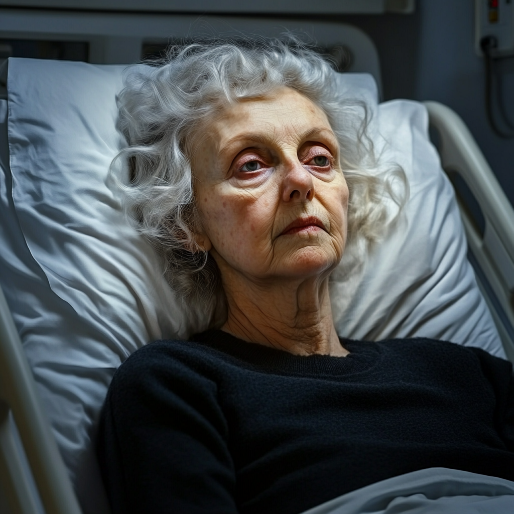 Une femme âgée allongée dans un lit d'hôpital | Source : Midjourney