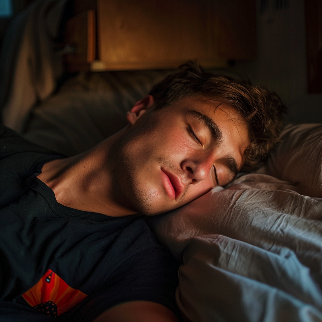 Un homme fatigué qui dort dans son lit | Source : Midjourney