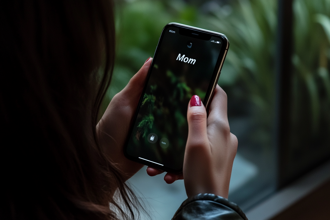 Une femme sur le point de répondre à l'appel téléphonique de sa mère | Source : Midjourney