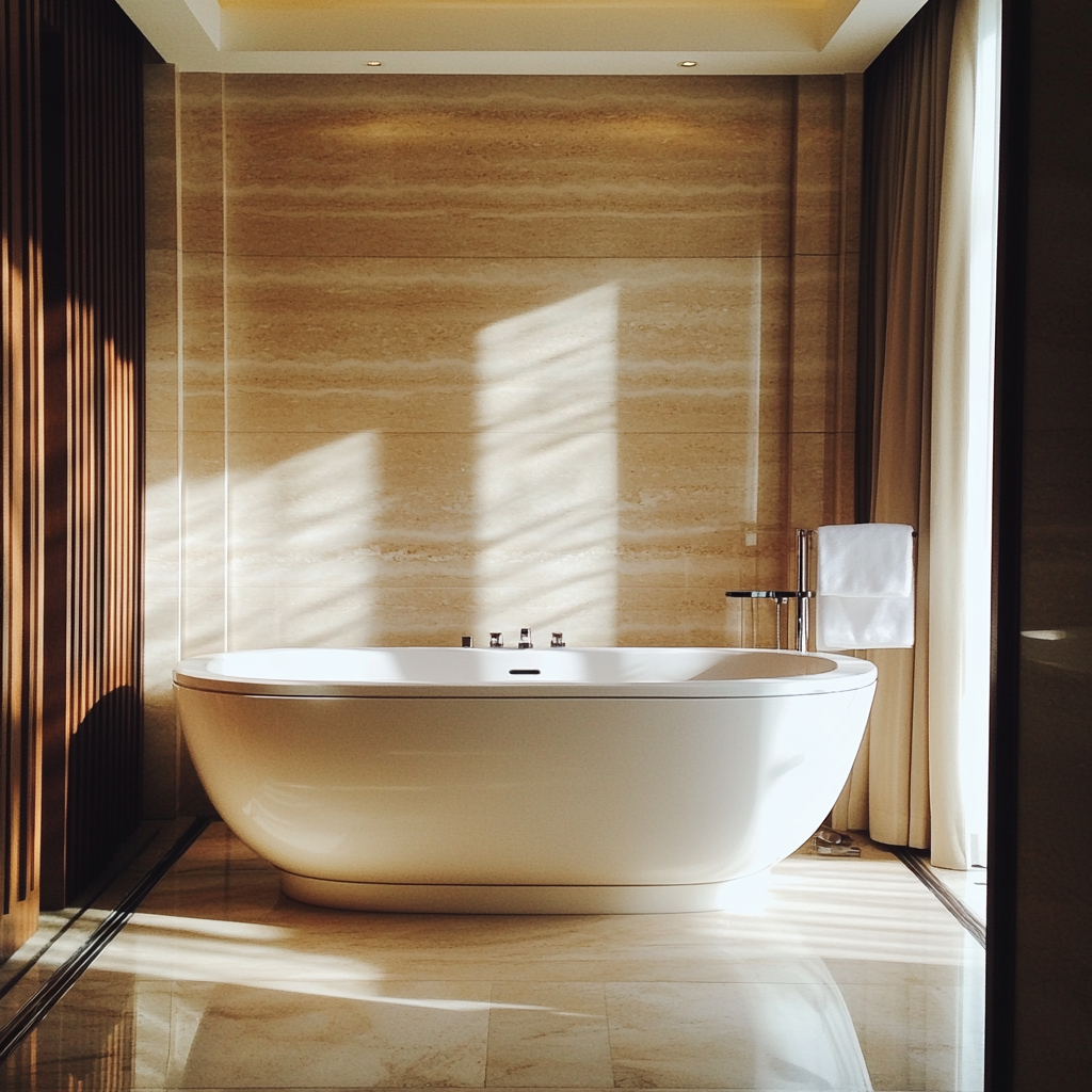 Une salle de bain d'hôtel | Source : Midjourney