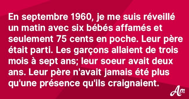 Un mari décolle et laisse sa femme avec six enfants, mais elle apprend qu'il y a des anges dans le monde