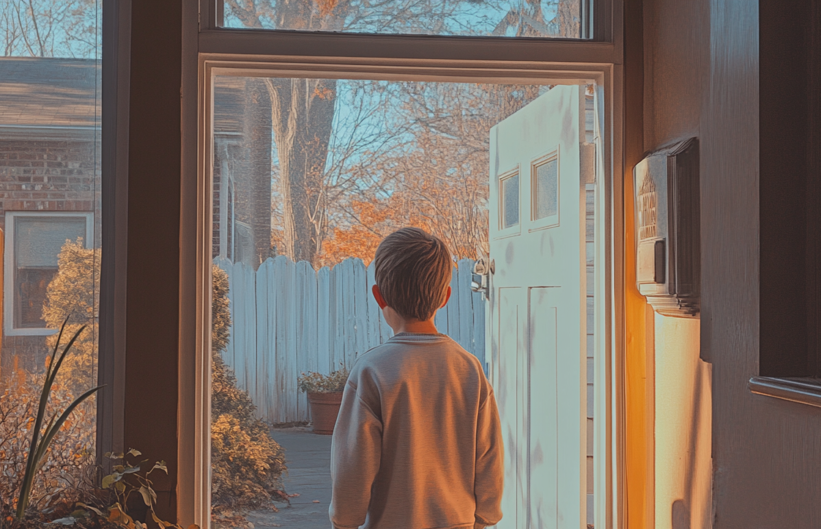 Un enfant qui sort d'une porte | Source : Midjourney