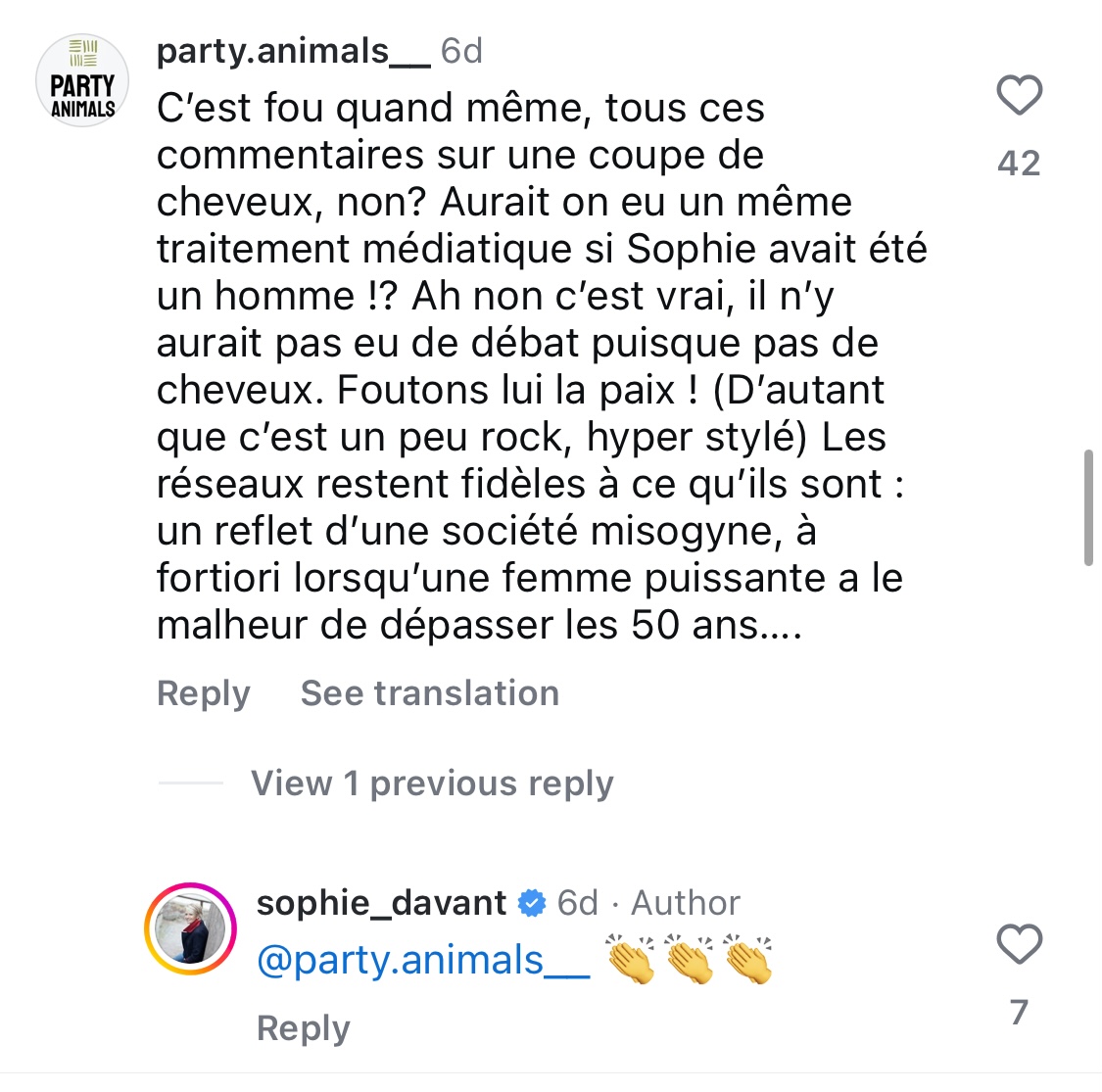 Commentaire d'un internaute | Source : Instagram