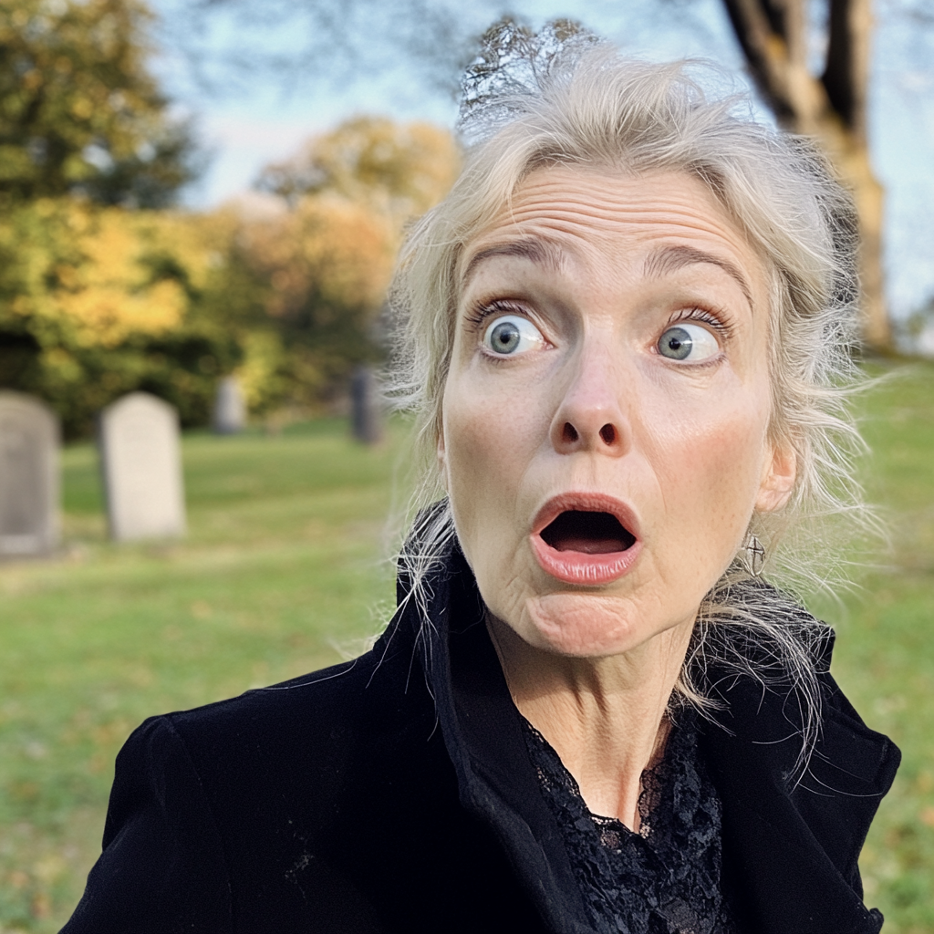 Une femme choquée sur un cimetière | Source : Midjourney