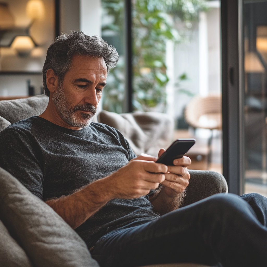 Un homme âgé utilisant son téléphone | Source : Midjourney