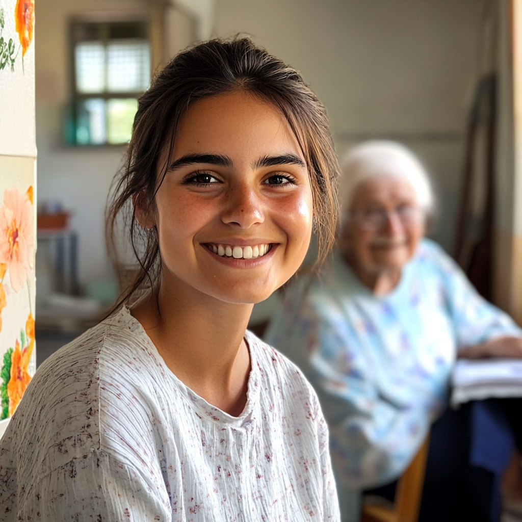 Une jeune femme dans une maison de retraite | Source : Midjourney