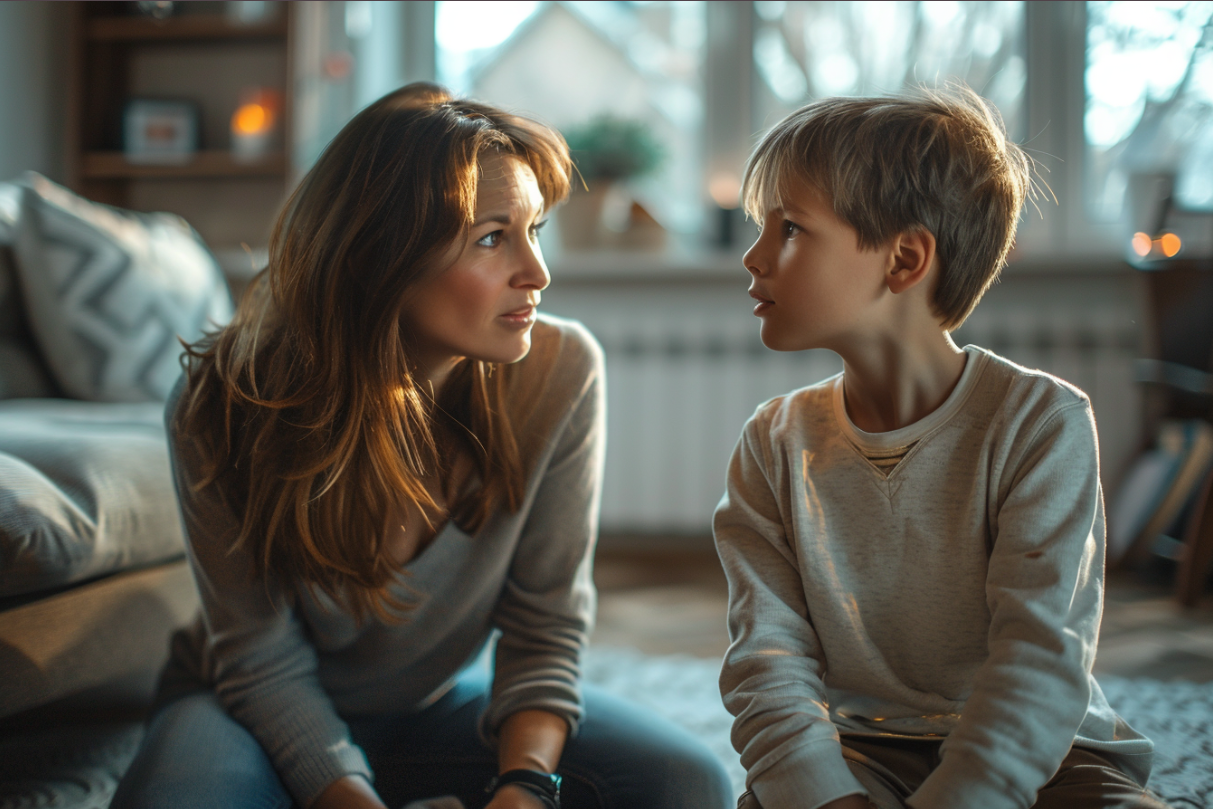 Une femme s'adressant à son fils | Source : Midjourney