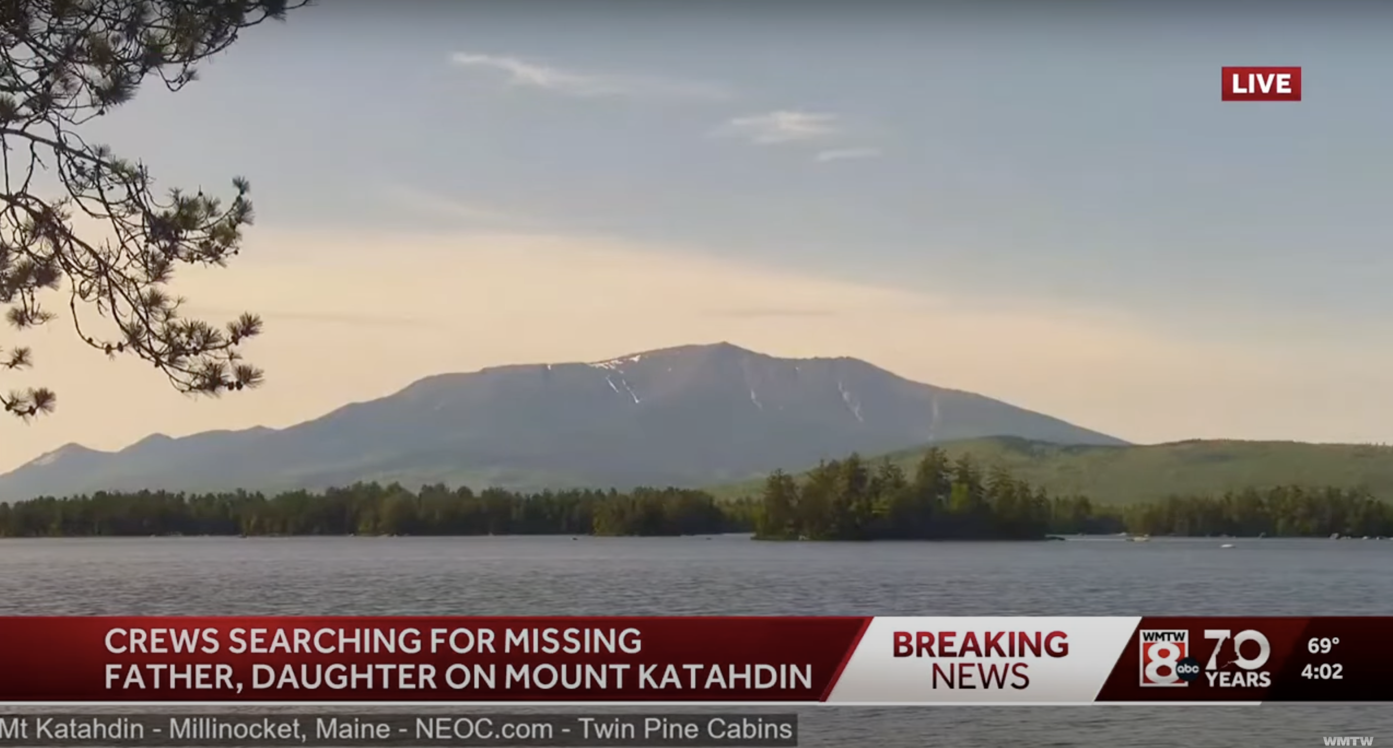 Une vue lointaine du mont Katahdin, telle qu'elle apparaît dans une vidéo datée du 4 juin 2025 | Source : YouTube/WMTW