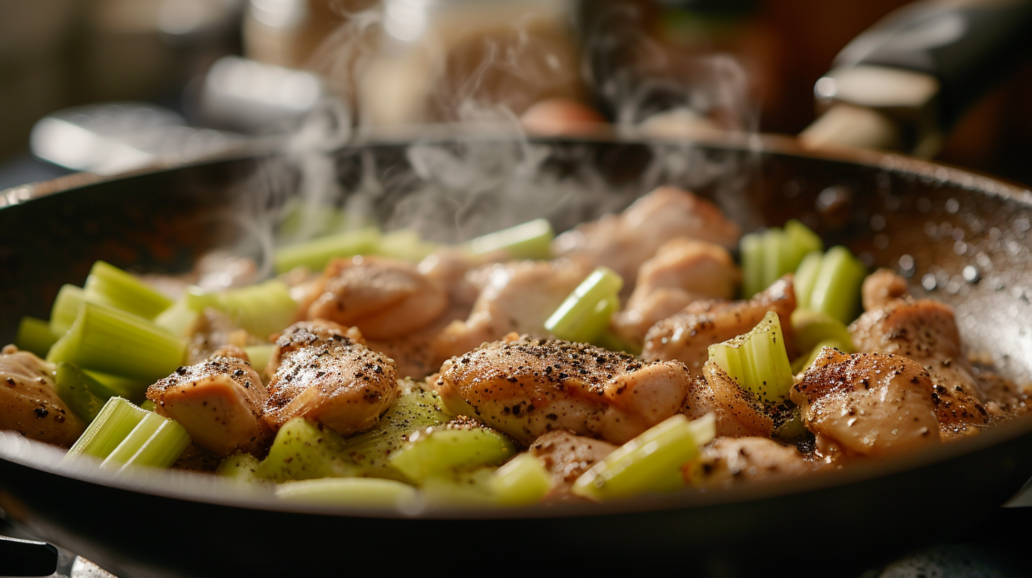 Close-up of a pan of food | Source: Midjourney