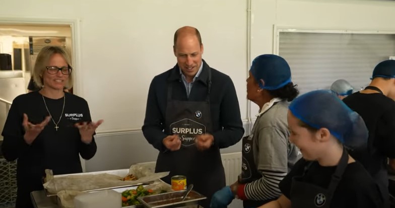 Le prince William visite Surplus For Supper le 16 avril 2024 | Source : YouTube/The Royal Family Channel