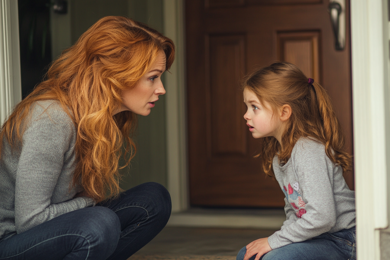Une femme qui parle à une jeune fille en détresse | Source : Midjourney