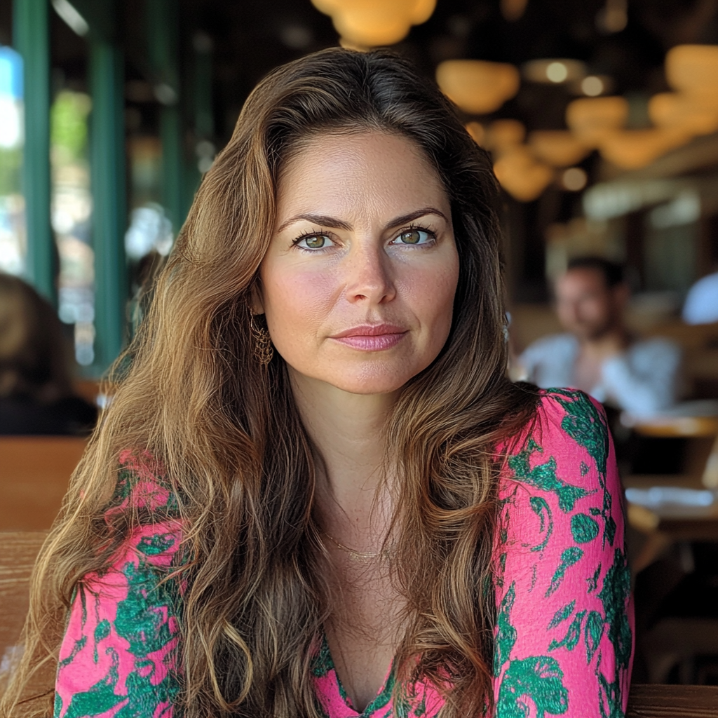 Une femme pensive assise dans un bistrot | Source : Midjourney