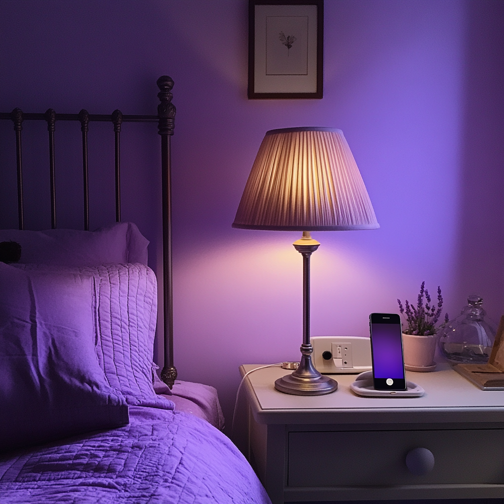Un téléphone portable sur une table de nuit | Source : Midjourney