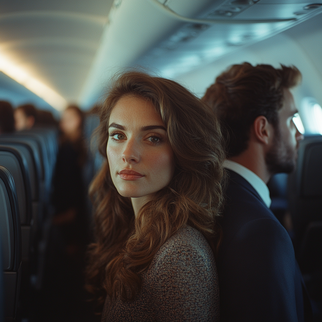 A nasty couple trying to scam a premium airline seat | Source: Midjourney