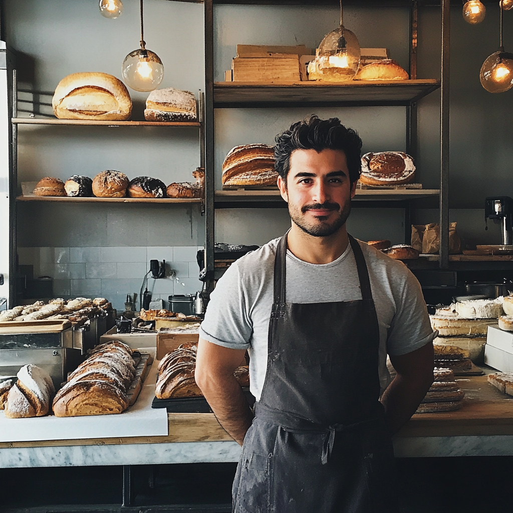 Un boulanger dans une boulangerie | Source : Midjourney