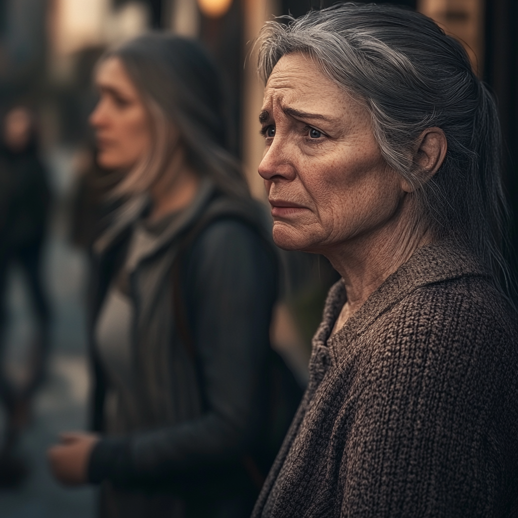 Une femme d'âge mûr qui pleure alors que sa famille s'en va | Source : Midjourney