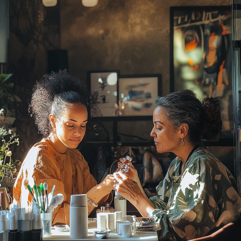 Une femme qui se fait faire les ongles | Source : Midjourney