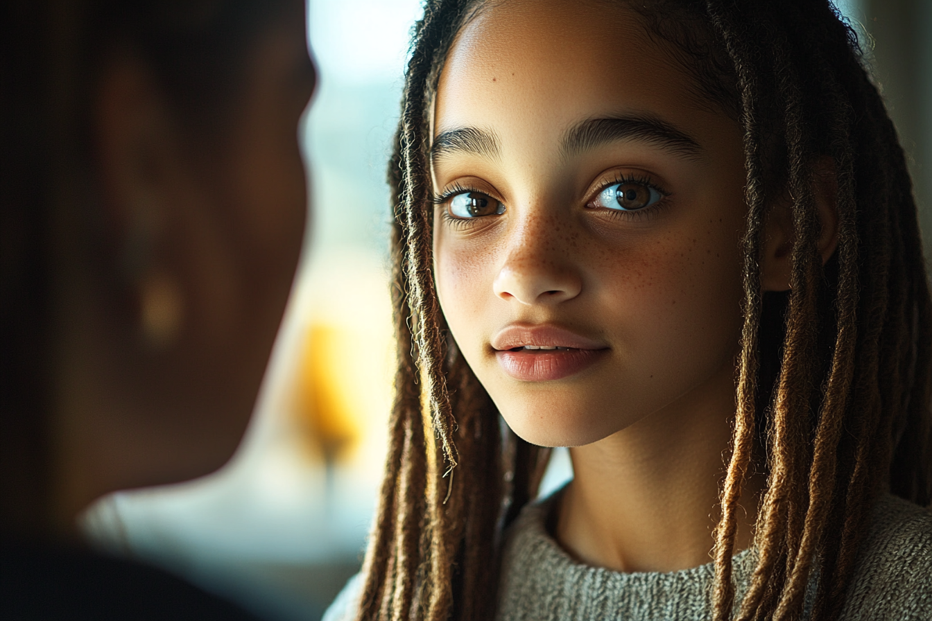 Une fille qui regarde droit devant elle | Source : Midjourney