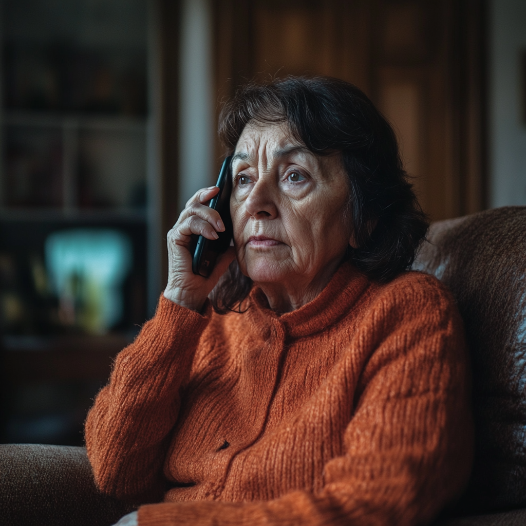 Une femme âgée qui parle au téléphone | Source : Midjourney