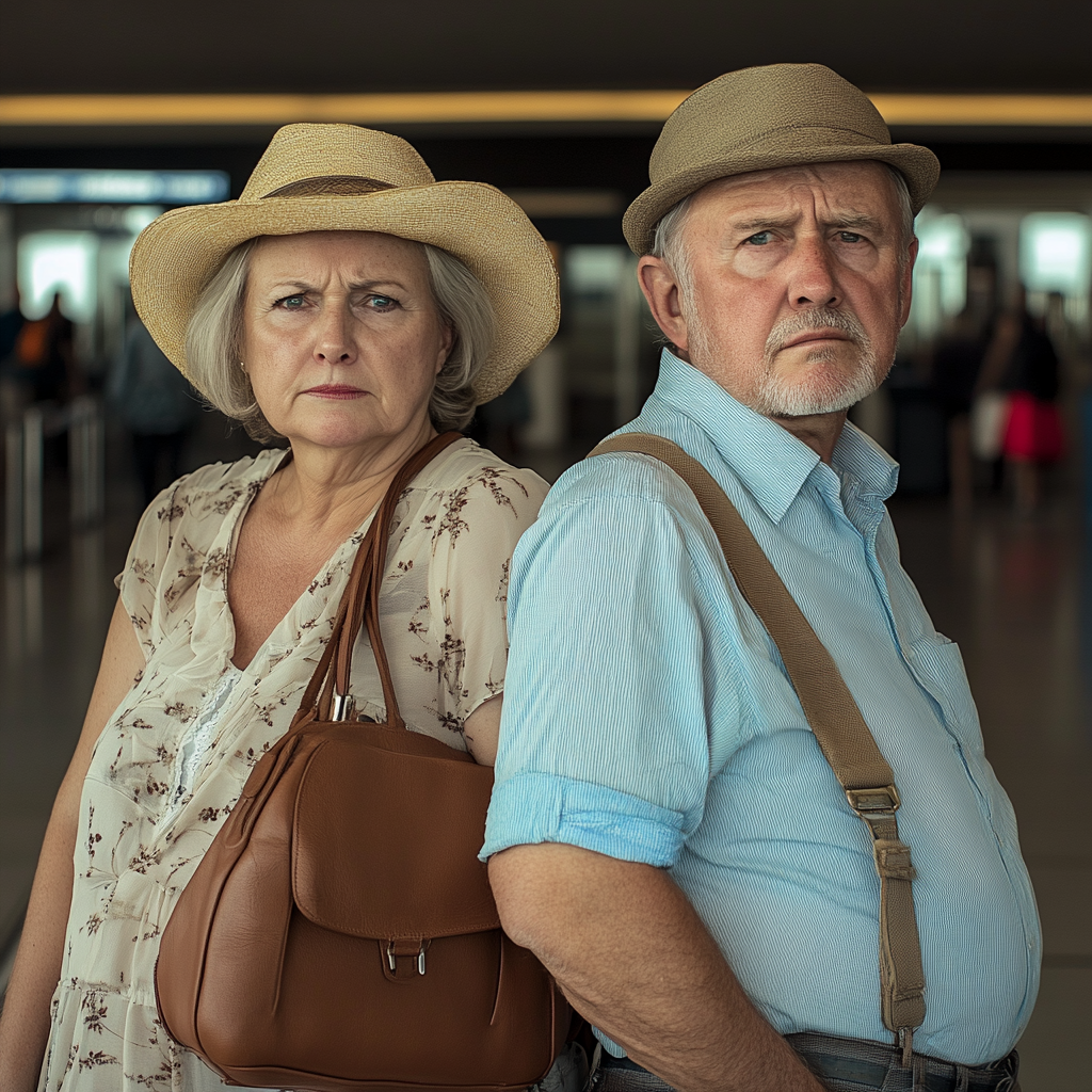 Un couple déçu dans un aéroport | Source : Midjourney