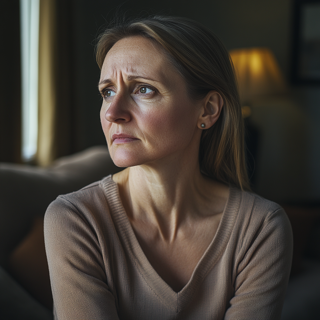 Une femme perdue dans ses pensées | Source : Midjourney