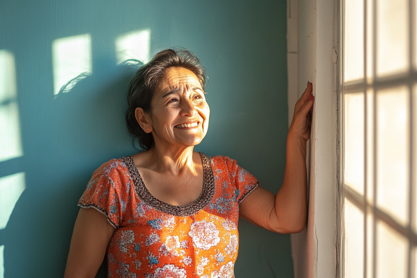 Une femme heureuse dans une nouvelle maison | Source : Midjourney