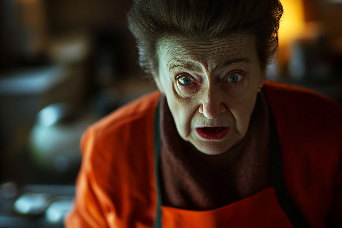 Une femme choquée debout dans une cuisine | Source : Midjourney