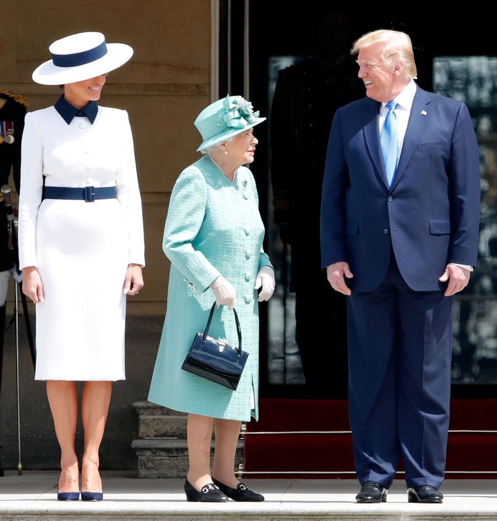 Melania Trump, la reine Elizabeth et Donald Trump le 3 juin 2019 à Londres, Angleterre. | Photo : Getty Images