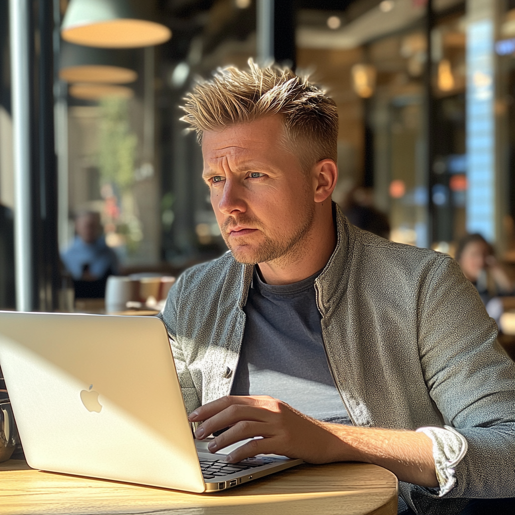 Un homme assis dans un café | Source : Midjourney