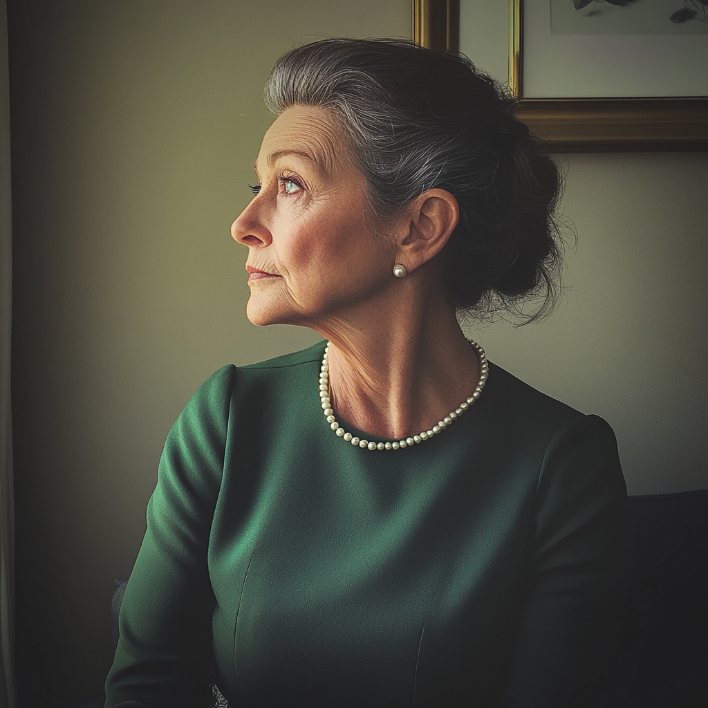 Profil latéral d'une femme âgée | Source : Midjourney