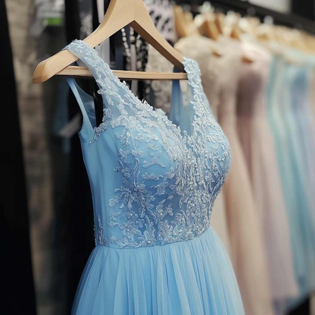 Une robe bleue dans un magasin | Source : Midjourney