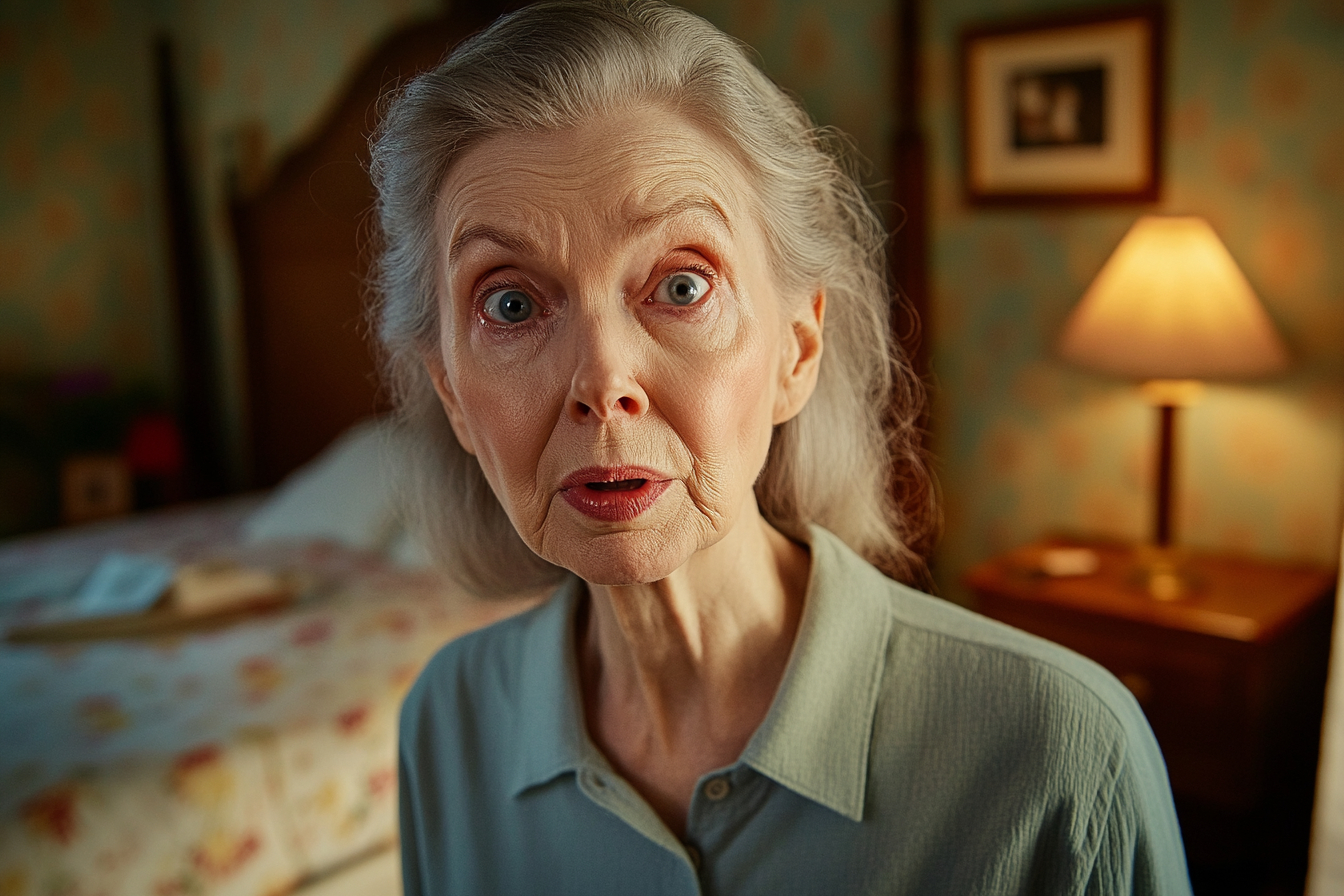 Une femme âgée qui regarde droit devant elle | Source : Midjourney