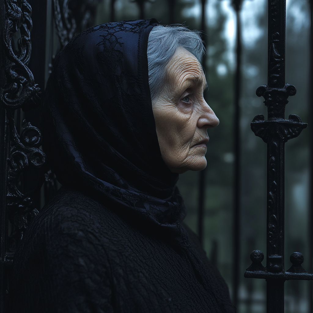 Une femme triste aux portes du cimetière | Source : Midjourney