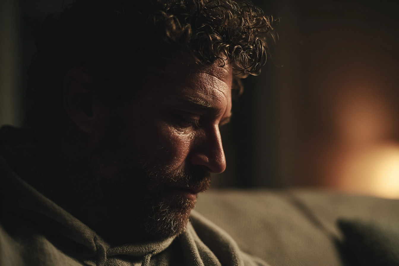 Un homme assis sur un canapé | Source : Midjourney